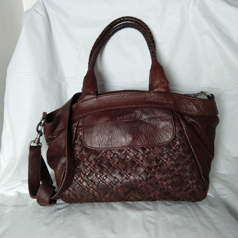 Liebeskind Large Crossbody Leather Bag, Braided Handles, Brown